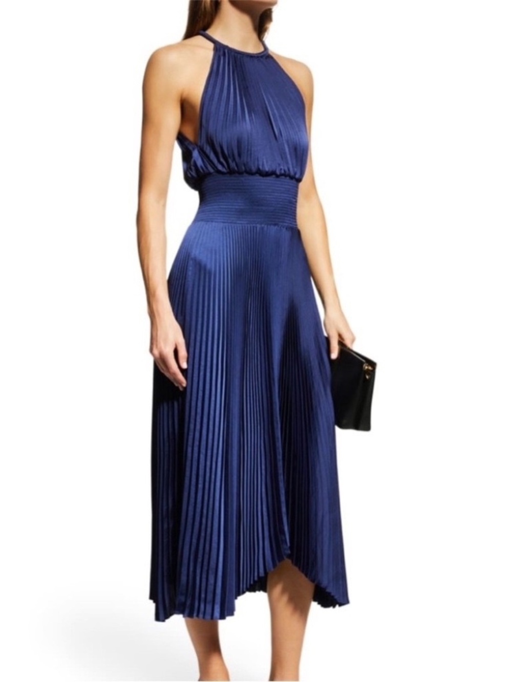 A.L.C Renzo Halter Pleated Dress, Navy NWT MSRP $595